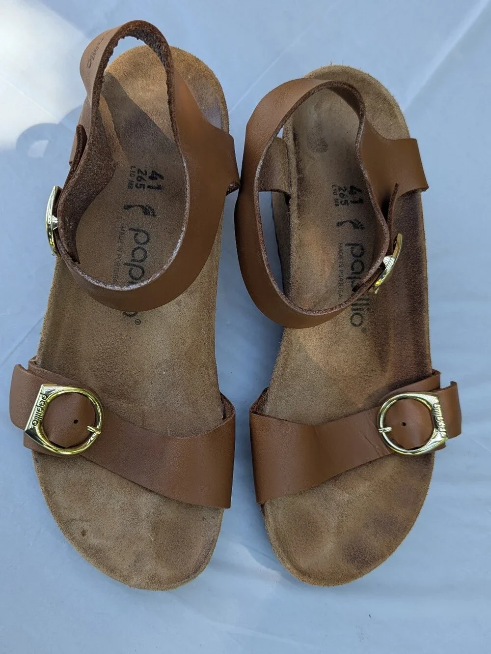 Birkenstock Papillio Soley Ring Buckle Tan Leather Wedge Sandals Size 10